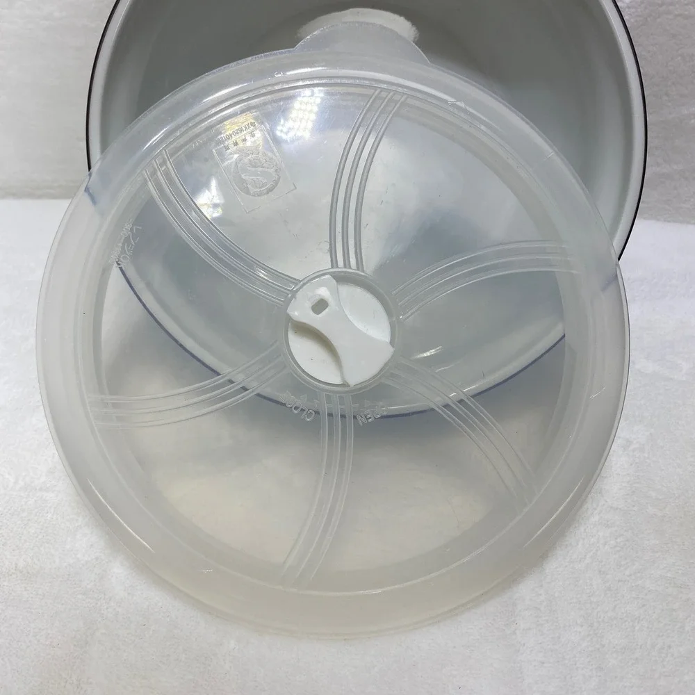 Yokohama Studio Hand Painted Ceramic Owl Food Storage Bowl Vented Lid White Blue